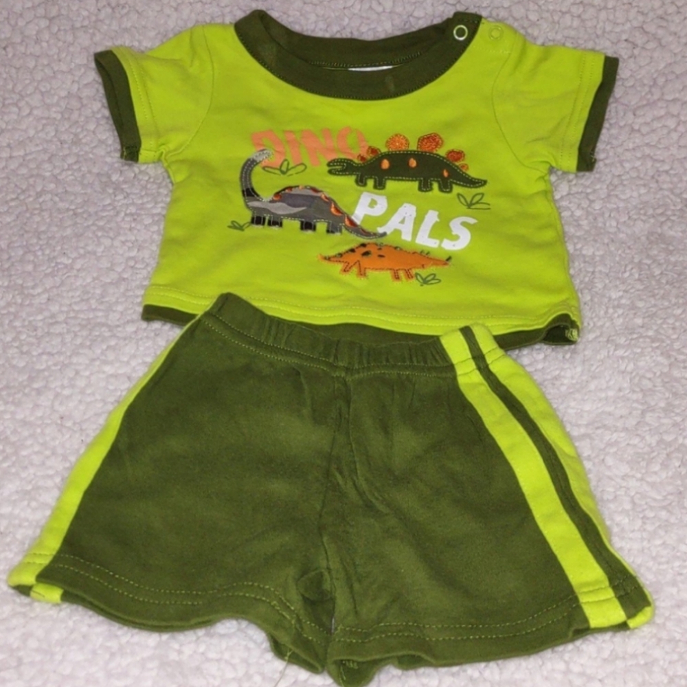 Baby Gear Dino Pals Green Baby Boy Outfit Size 0-3M